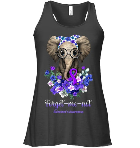 Image of Forget me not Alzheimer s Awareness Elephant Flower T Shirt