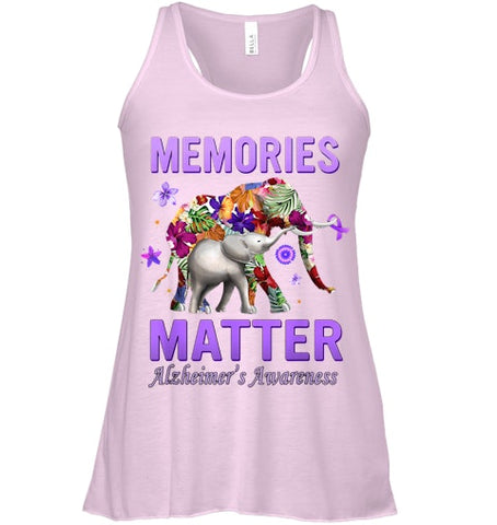 Image of Alzheimers Awareness Memories Matter Purple Elephant Womens T Shirt