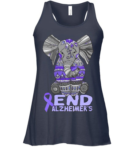 Image of Womens Alzheimer Awareness Shirts and gifts purple Elephant V Neck T Shirt