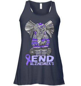 Womens Alzheimer Awareness Shirts and gifts purple Elephant V Neck T Shirt