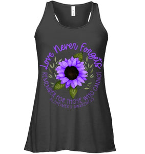 Alzheimer Awareness Tee for Men and Women Purple sunflower T Shirt