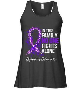 In This Family No One Fights Alone Shirt Alzheimer s Ribbon T Shirt