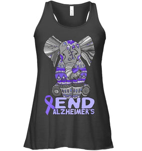 Womens Alzheimer Awareness Shirts and gifts purple Elephant V Neck T Shirt