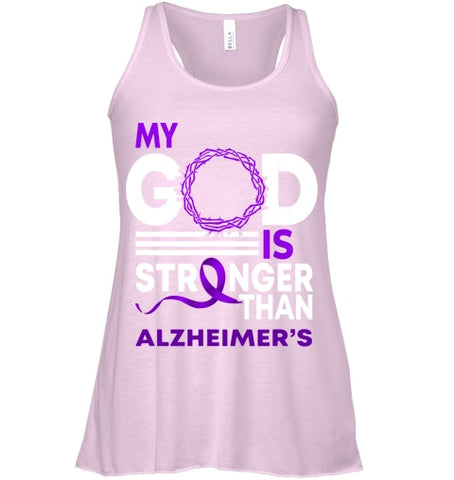 Image of My God Is Stronger Than Alzheimer s Awareness Ribbon T Shirt