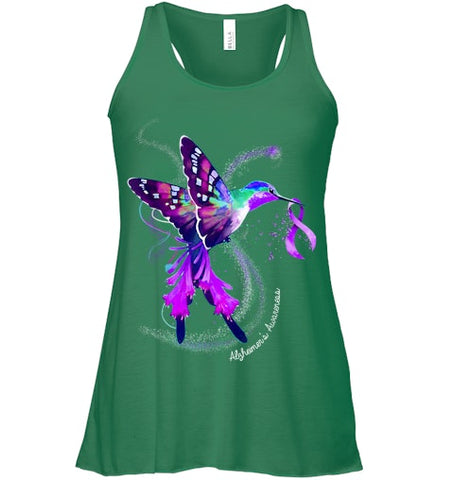 Image of Hummingbird Holding Purple Ribbon Alzheimer s Awareness T Shirt