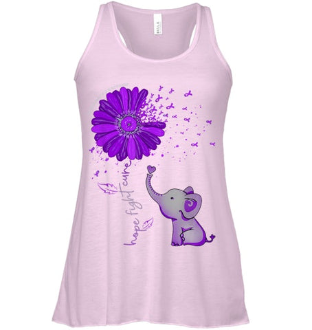 Image of Hope Fight Cure Elephant Alzheimer s Purple Ribbon T Shirt