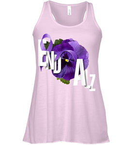 End Alz Purple Floral Pansy Dementia Alzheimer s Awareness T Shirt