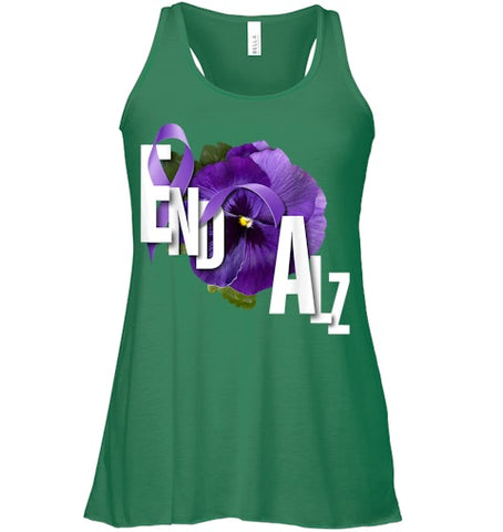 Image of End Alz Purple Floral Pansy Dementia Alzheimer s Awareness T Shirt