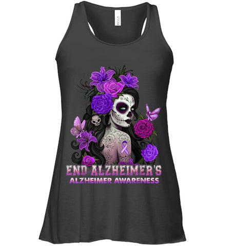 Image of End AlzheImer's Skull Girl Flowers   Alzheimer's Awareness