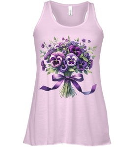 Alzheimer purple floral pansy dementia alzheimer s awareness T Shirt (5)