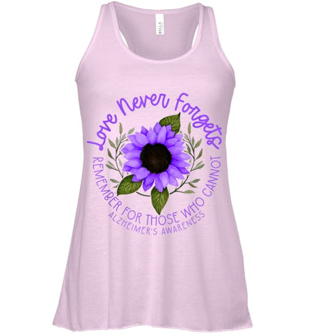 Image of Alzheimer Awareness Tee for Men and Women Purple sunflower T Shirt