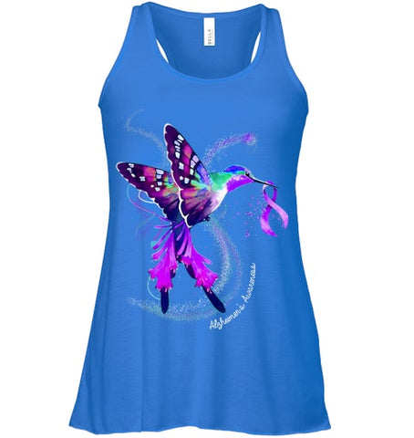 Image of Hummingbird Holding Purple Ribbon Alzheimer s Awareness T Shirt