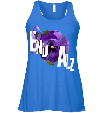 Image of End Alz Purple Floral Pansy Dementia Alzheimer s Awareness T Shirt