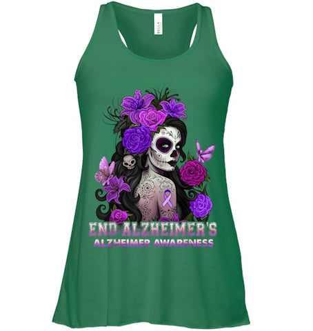 Image of End AlzheImer's Skull Girl Flowers   Alzheimer's Awareness