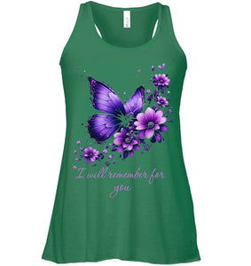 Butterfly I Will Remember For You Alzheimer s Awareness T Shirt