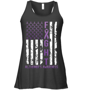 Alzheimer s Awareness Month Day USA Flag Ribbon Purple T Shirt