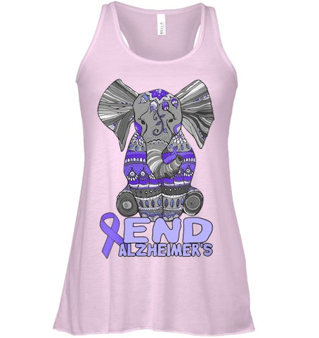 Image of Womens Alzheimer Awareness Shirts and gifts purple Elephant V Neck T Shirt