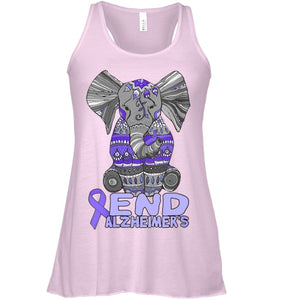 Womens Alzheimer Awareness Shirts and gifts purple Elephant V Neck T Shirt