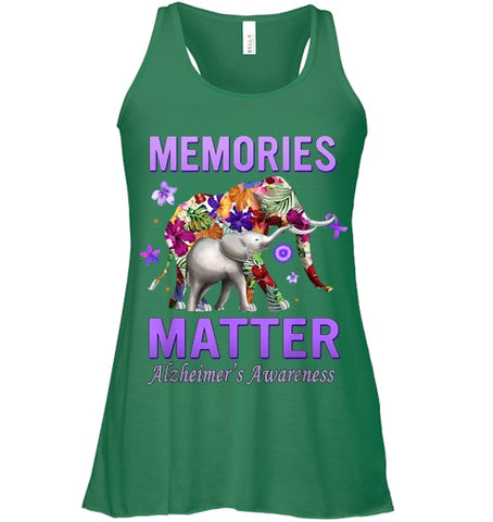 Image of Alzheimers Awareness Memories Matter Purple Elephant Womens T Shirt