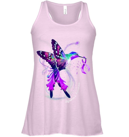 Image of Hummingbird Holding Purple Ribbon Alzheimer s Awareness T Shirt