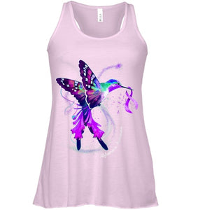 Hummingbird Holding Purple Ribbon Alzheimer s Awareness T Shirt