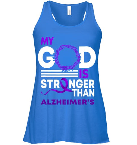 Image of My God Is Stronger Than Alzheimer s Awareness Ribbon T Shirt