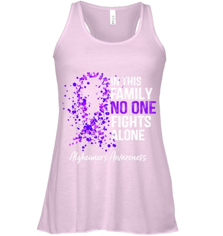 Image of In This Family No One Fights Alone Shirt Alzheimer s Ribbon T Shirt