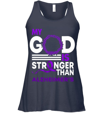 Image of My God Is Stronger Than Alzheimer s Awareness Ribbon T Shirt