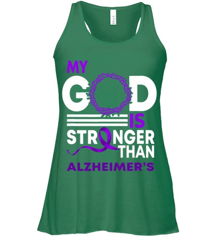 Image of My God Is Stronger Than Alzheimer s Awareness Ribbon T Shirt