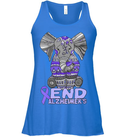 Image of Womens Alzheimer Awareness Shirts and gifts purple Elephant V Neck T Shirt