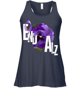 End Alz Purple Floral Pansy Dementia Alzheimer s Awareness T Shirt