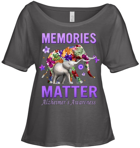 Image of Alzheimers Awareness Memories Matter Purple Elephant Womens T Shirt