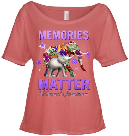 Image of Alzheimers Awareness Memories Matter Purple Elephant Womens T Shirt