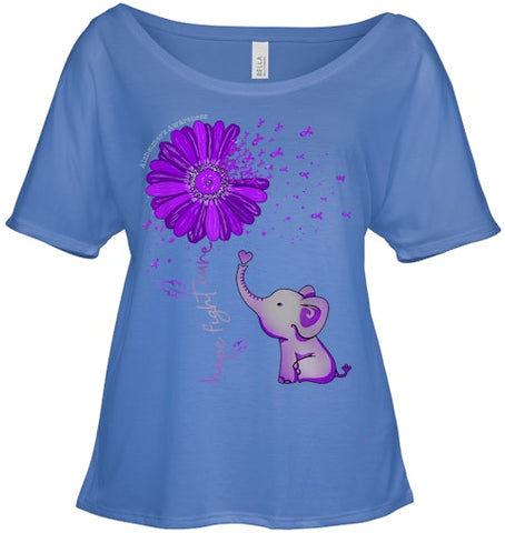 Image of Hope Fight Cure Elephant Alzheimer s Purple Ribbon T Shirt