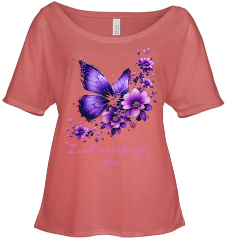 Image of Butterfly I Will Remember For You Alzheimer s Awareness T Shirt