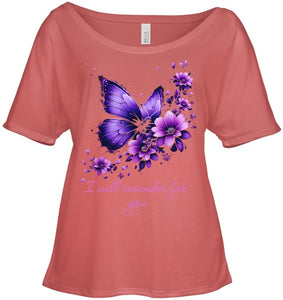 Butterfly I Will Remember For You Alzheimer s Awareness T Shirt