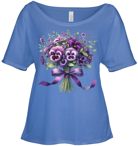 Image of Alzheimer purple floral pansy dementia alzheimer s awareness T Shirt (5)