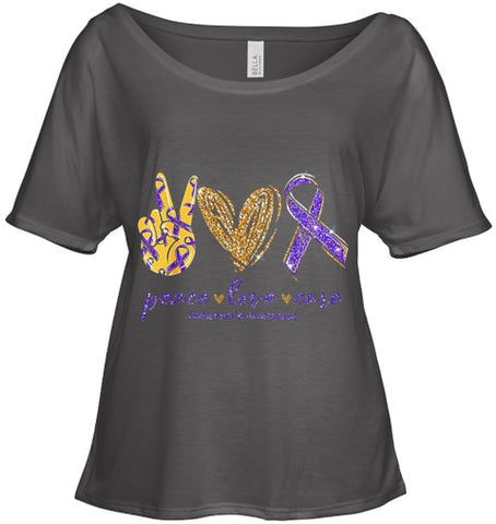 Image of Peace Love Cure Alzheimer s Awareness T Shirt