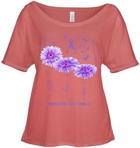 Faith Hope Love Purple Flower Ribbon Dementia Awareness T Shirt