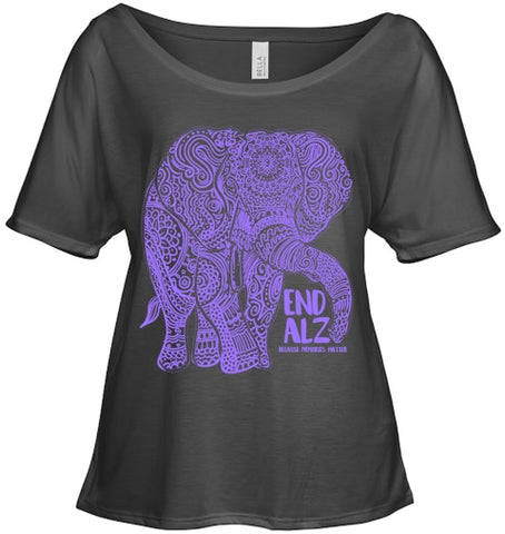 Image of Purple Elephant Alzheimer Awareness Apparel & gifts, END ALZ T Shirt