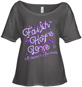 Alzheimer s Awareness Purple Ribbon Products Faith Hope Love T Shirt