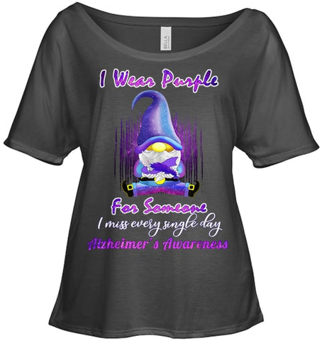 Image of Alzheimer s Awareness Products I Wear Purple Ribbon Gnome T Shirt