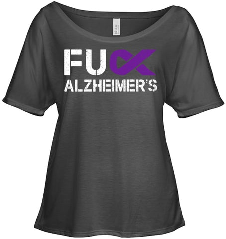 Image of Fuck FU Alzheimer s Awareness Month Purple Ribbon Fighter T Shirt