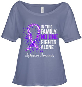 In This Family No One Fights Alone Shirt Alzheimer s Ribbon T Shirt