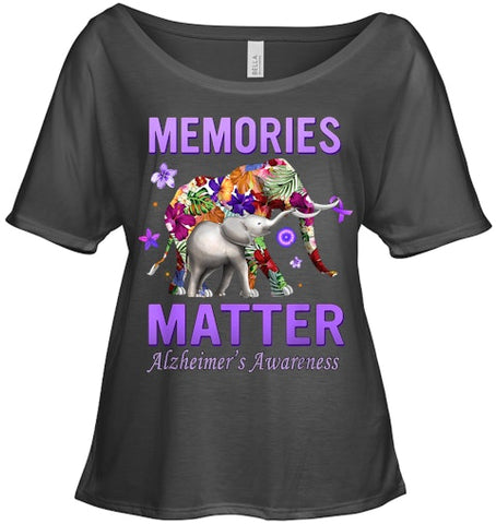 Image of Alzheimers Awareness Memories Matter Purple Elephant Womens T Shirt