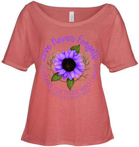 Image of Alzheimer Awareness Tee for Men and Women Purple sunflower T Shirt