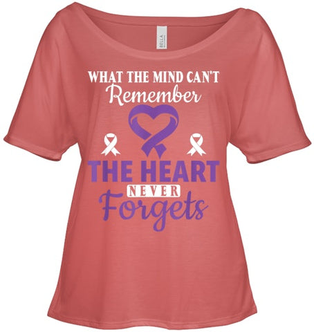 Image of The Heart Never Forgets Alzheimer's Awareness Purple Ribbon