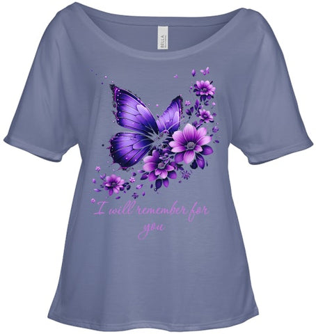 Image of Butterfly I Will Remember For You Alzheimer s Awareness T Shirt