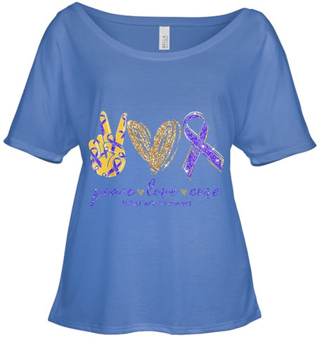 Image of Peace Love Cure Alzheimer s Awareness T Shirt