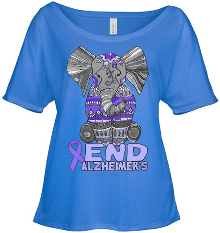 Image of Womens Alzheimer Awareness Shirts and gifts purple Elephant V Neck T Shirt